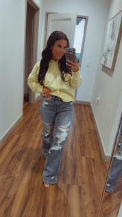 Judy Blue High Waist Destroyed Striaght Leg Jeans