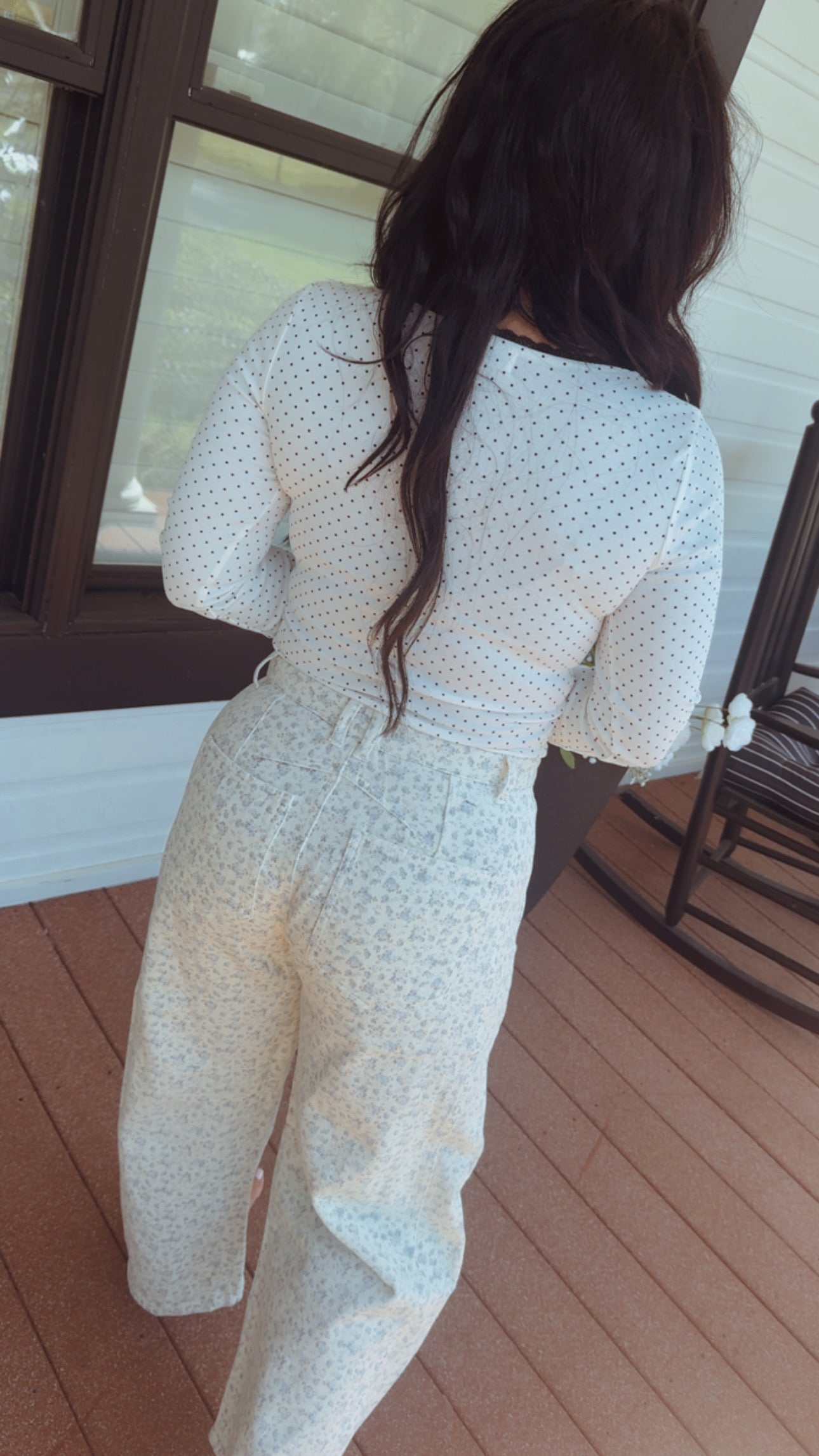 Stich and Co Chic White and Blue Floral Jeans