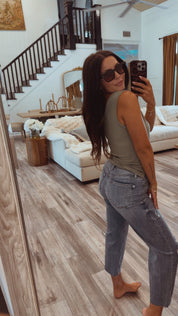 Judy Blue High waist Destroy Crop Wide Leg Jeans