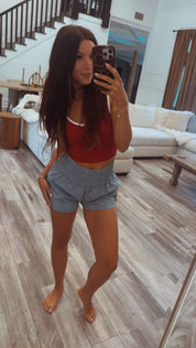 Teal High Waist Stretch Nylon Shorts