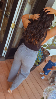 Charcoal High waist Wide Leg Jeans