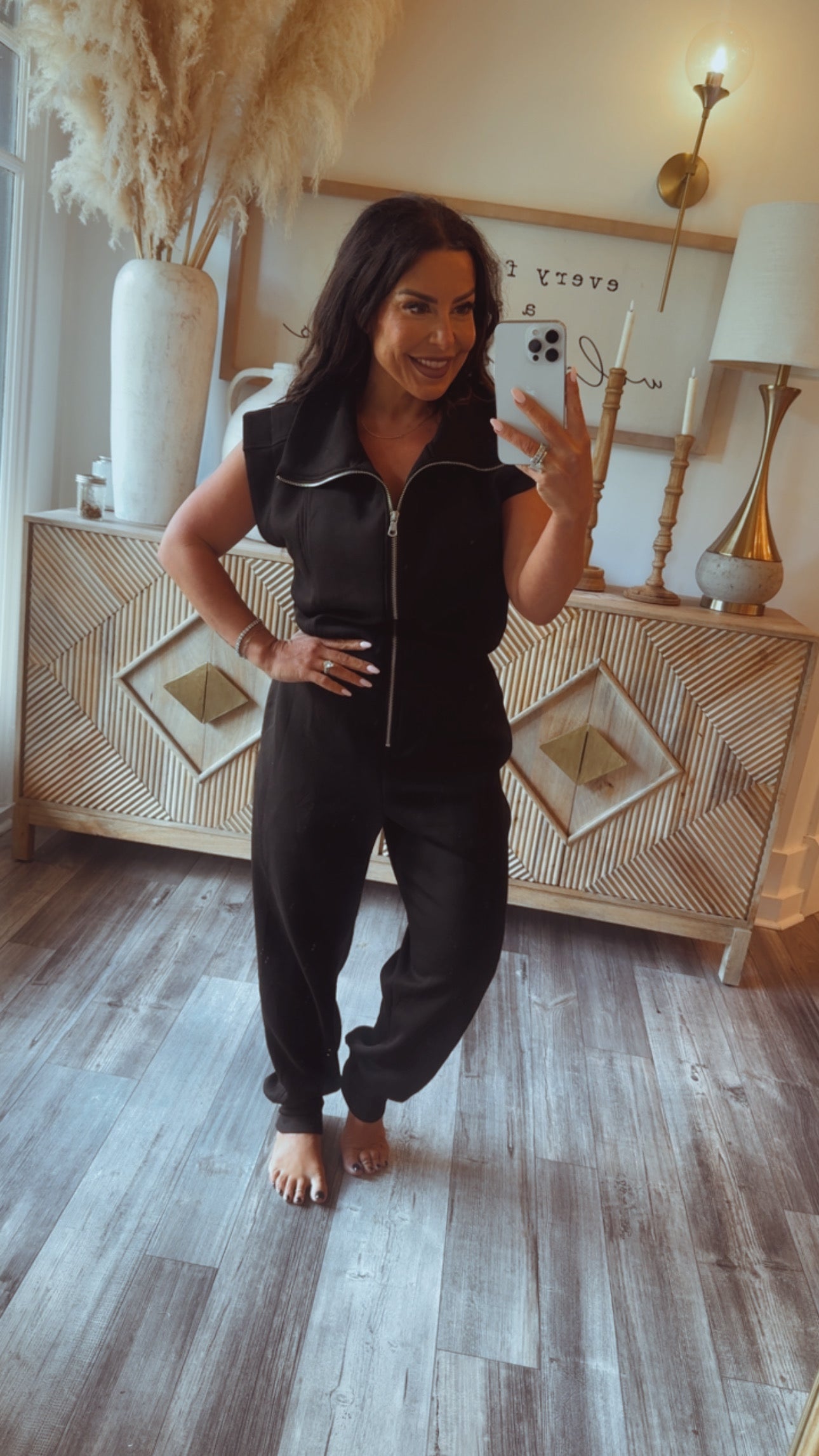 Black Sleeveless Luxe Jumpsuit  Stitch and Co