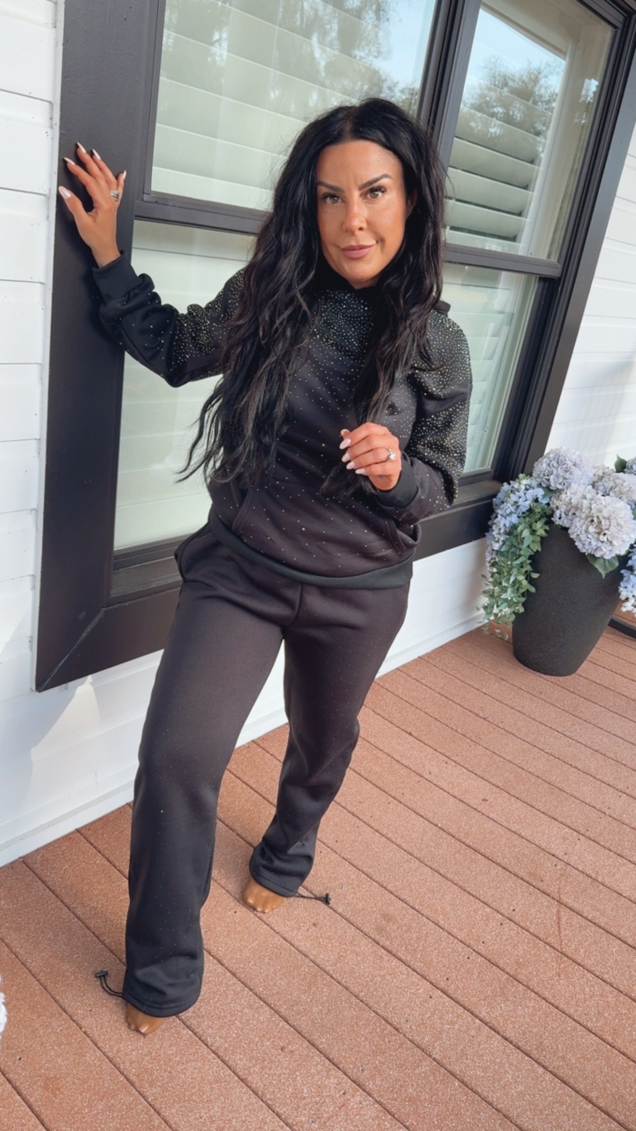 Black Bling Studded Hoodie