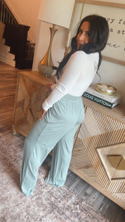 Rae Mode Heaven Soft Moss Green Modal Wide Leg Joggers