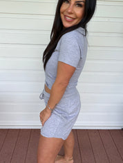 Ultra Soft Heather Grey Crop Short Sleeve Top