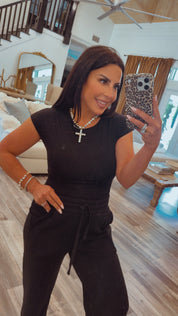 Ultra Soft Cooling black Short Sleeve Top