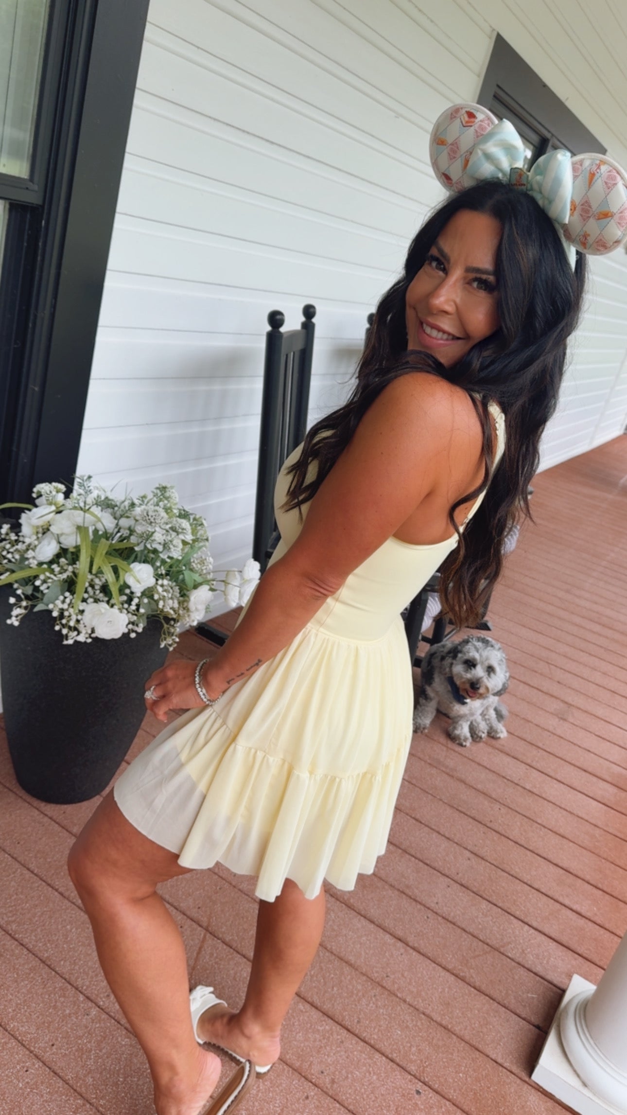 Sassy Yellow Twirl Athletic Dress With Shorts and pocket