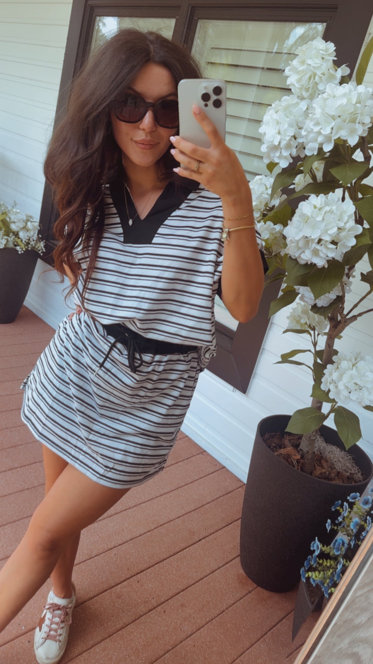 Black And White Chic Athletic Skort and Top Set