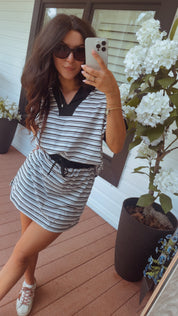 Black And White Chic Athletic Skort and Top Set
