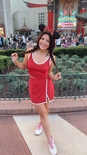 Ultra Soft  Crimson and white Top and Skort Athletic Set