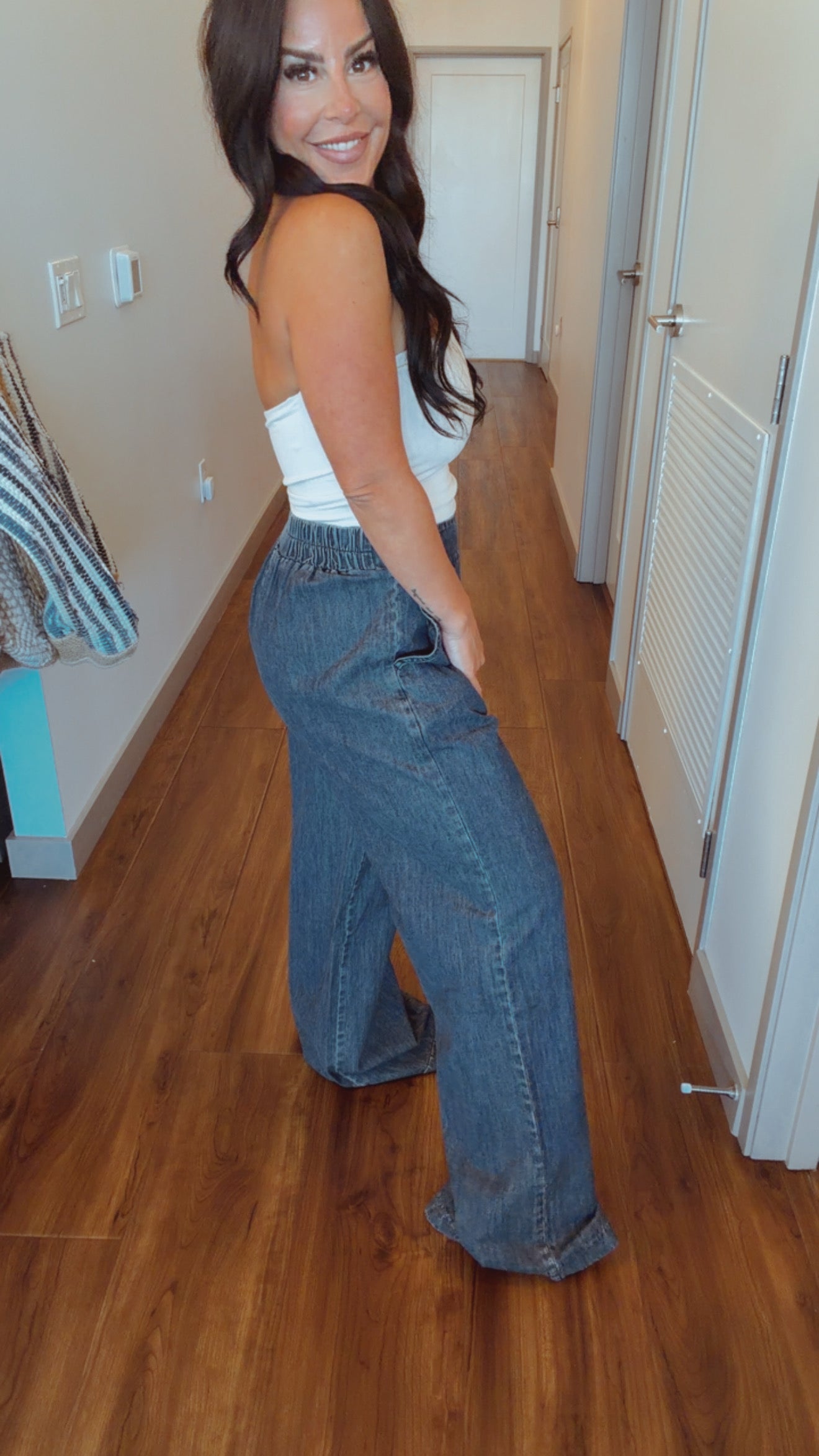 Cozy Co Dark Denim Pull On Pants