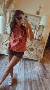 Coral Mother Hood Cropped Graphic Top