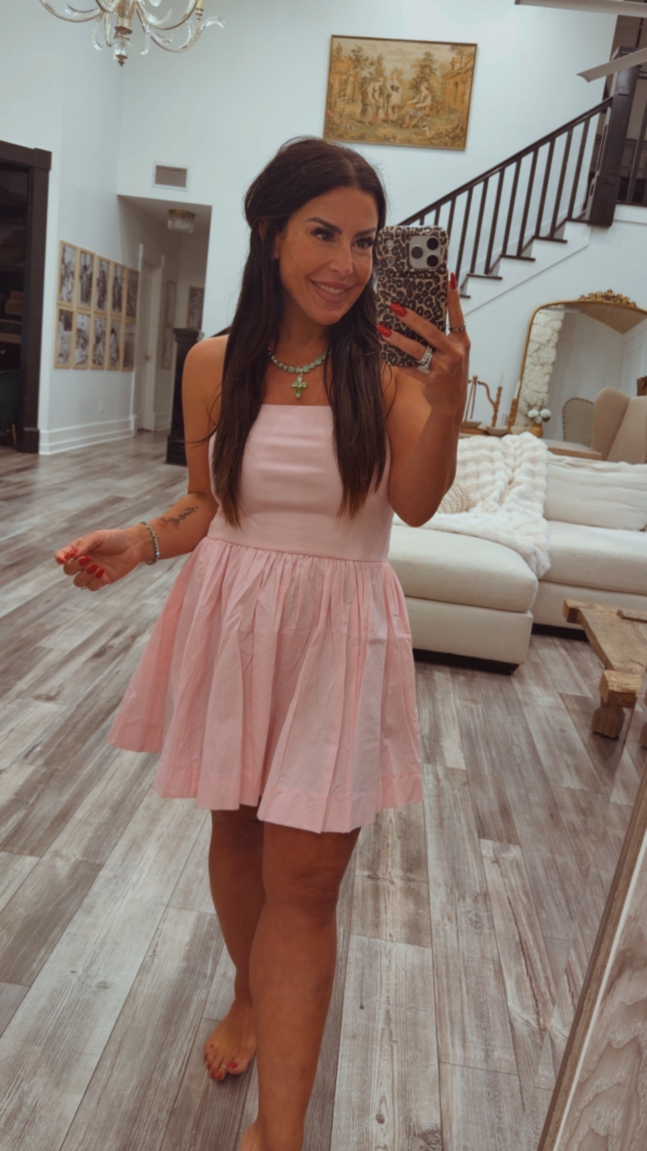Chic Baby Pink Strapless Mini Dress