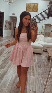 Chic Baby Pink Strapless Mini Dress