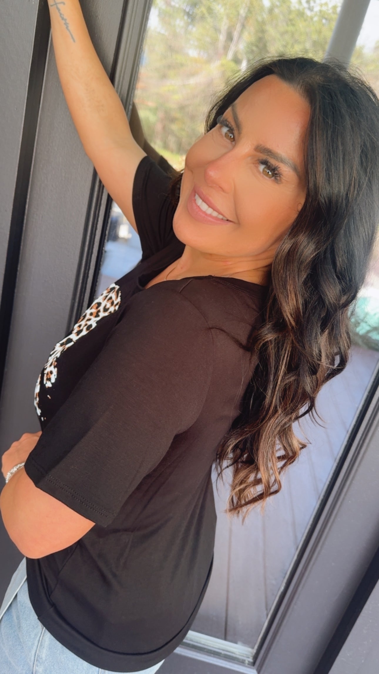 Ultra Soft Black Leopard Lips Top