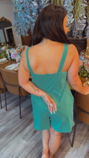 Mint Green Tank Romper With Pockets