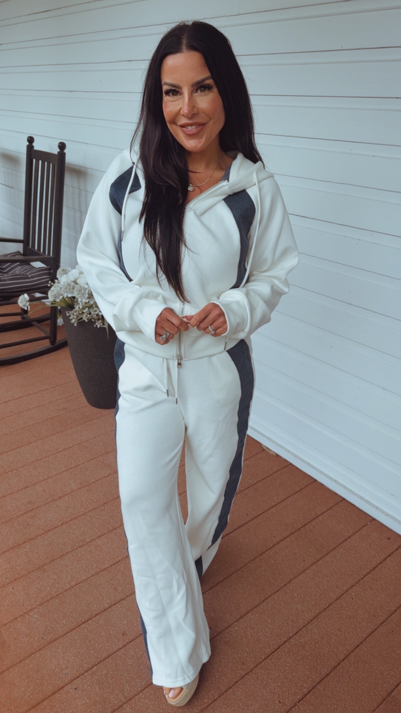 "Run the World" Jogger Set Navy and White Luxe Hoodie and Jogger Set