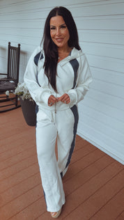"Run the World" Jogger Set Navy and White Luxe Hoodie and Jogger Set