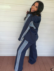 Denim and Navy Luxe Hoodie and Jogger Set