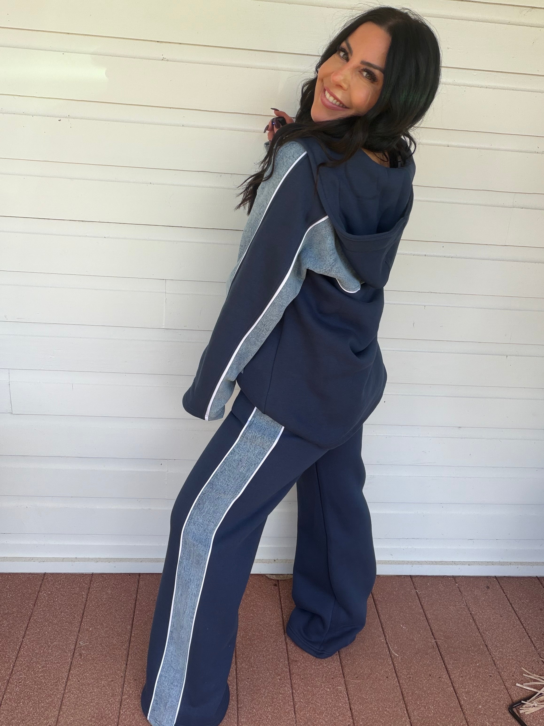 Denim and Navy Luxe Hoodie and Jogger Set