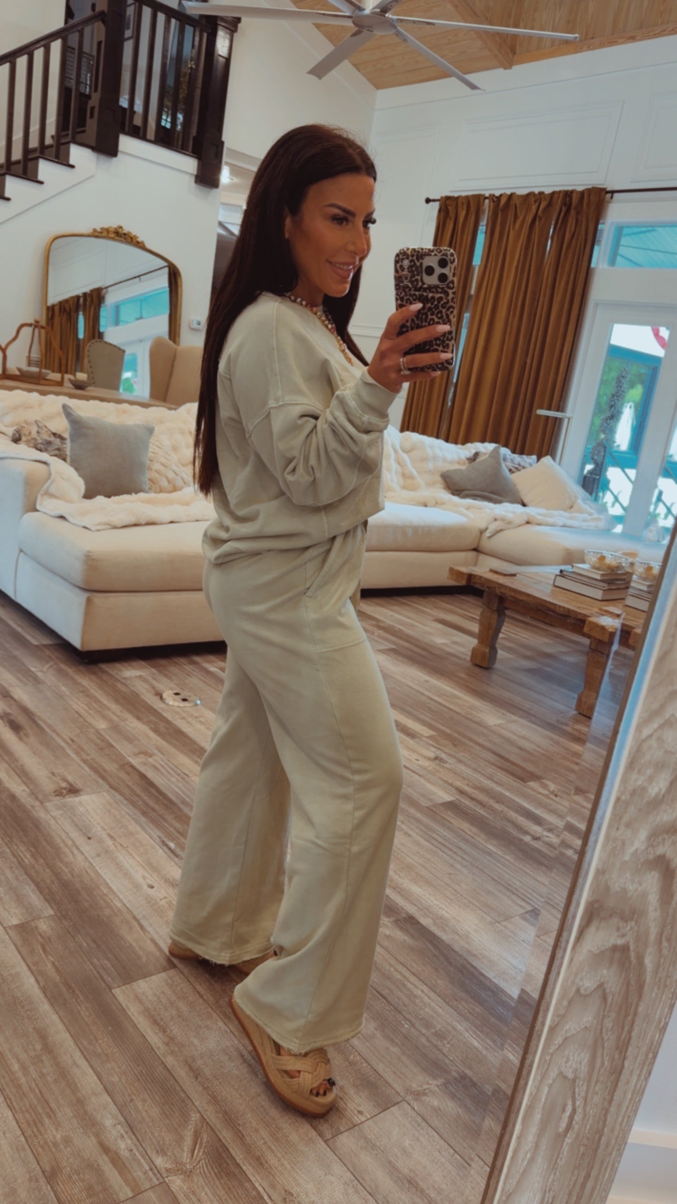 Light Green Ultra Soft Flare Joggers