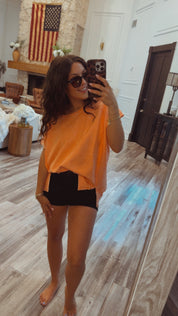Ultra Soft Coral Acid Wash Oversize Top