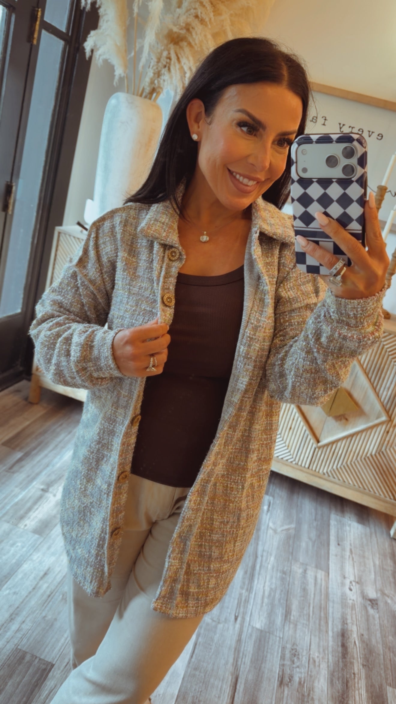Sparkle Multicolor Button Up Lightweight Shacket