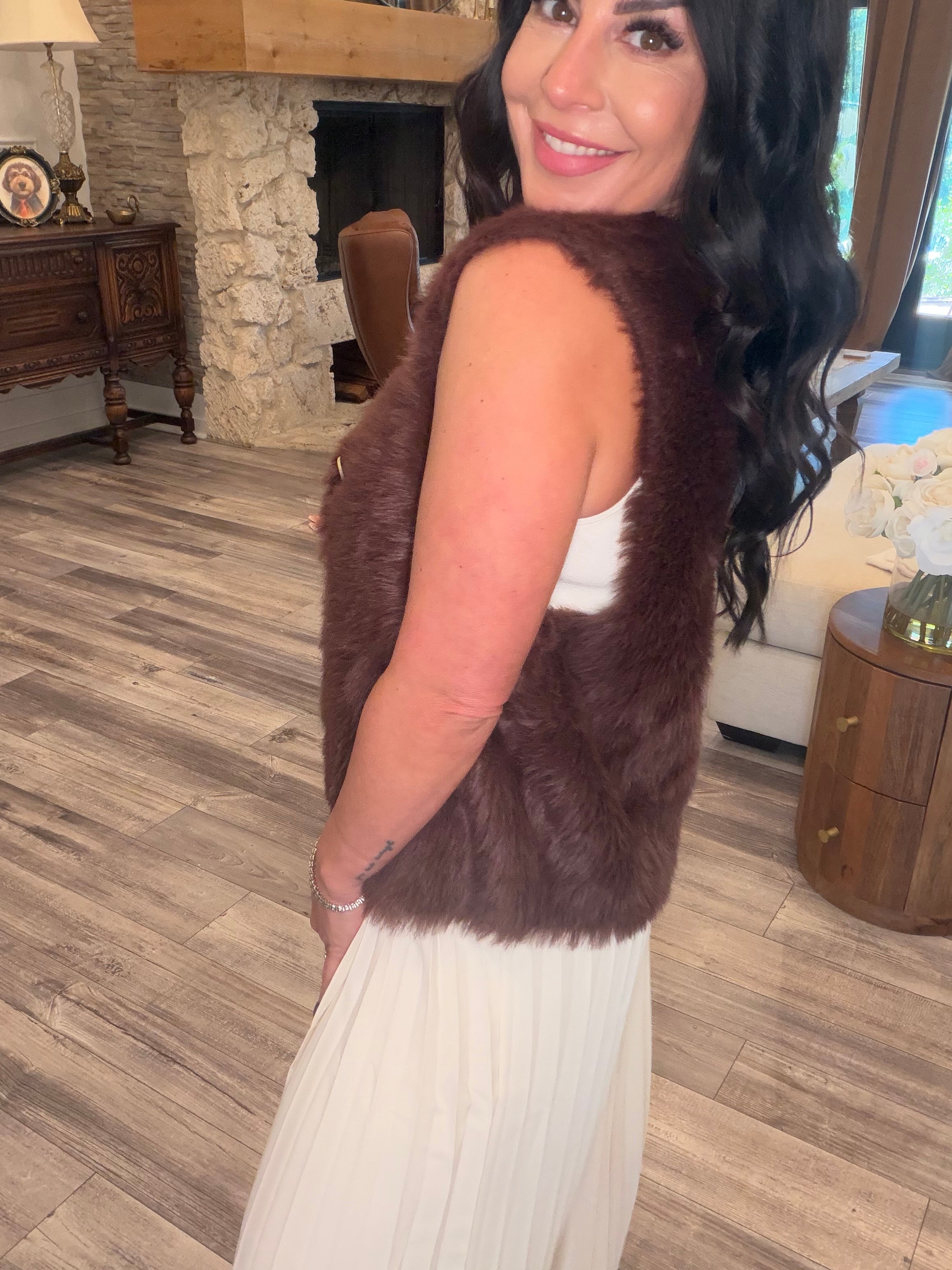 Cocoa Crush Faux Fur Vest