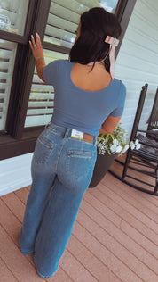 Judy Blue High Rise Medium Wash Colum Trouser Jeans