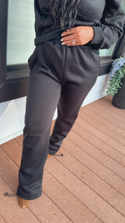 Black Rhinestone Bling Studded Joggers