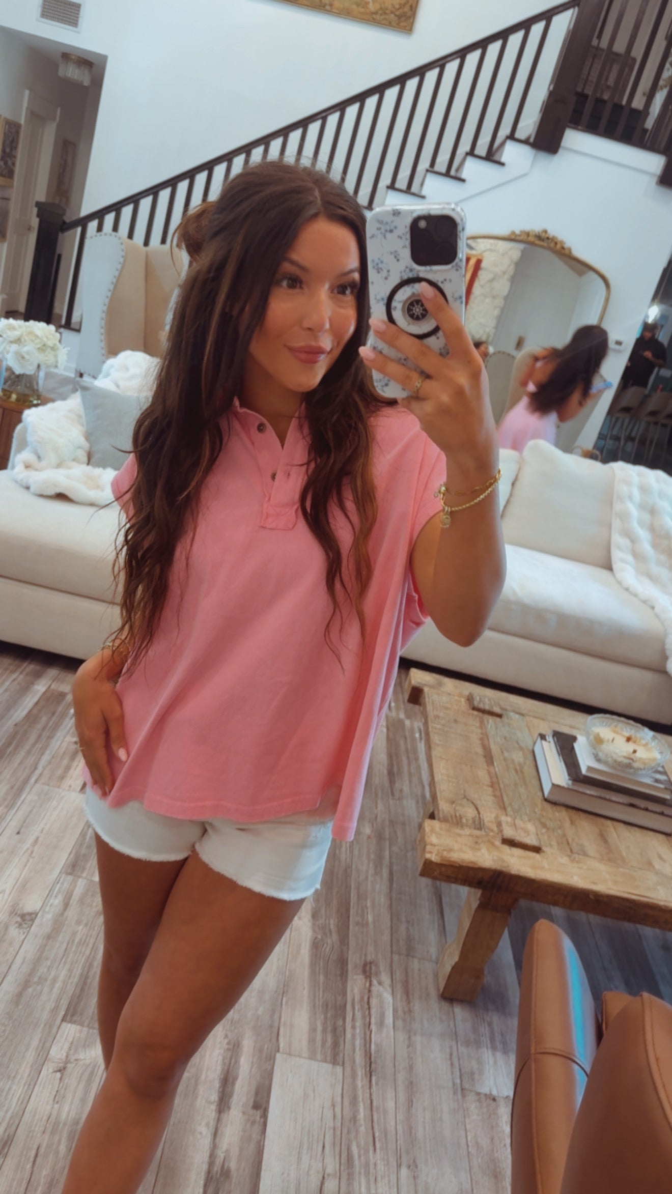 Pink Loose Fit Sleeveless Top