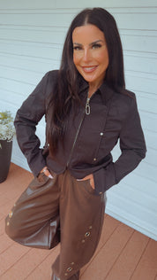 Luxe Black Zip Up Jacket