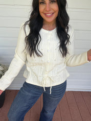 White Pearl Studded Button Up Cardi