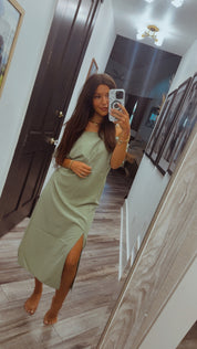 Sage Cold Shoulder Maxi Dress