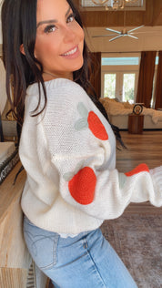 "The Holly" Ivory and Oranges Knit Sweater