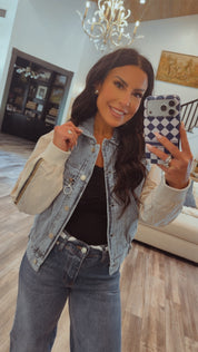 Chic Denim and Beige Jacket