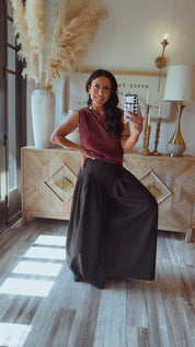 Wine Chic One Shoulder Loose Fit Blouse