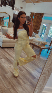 Risen Jeans Wide Leg Front Patch Overalls