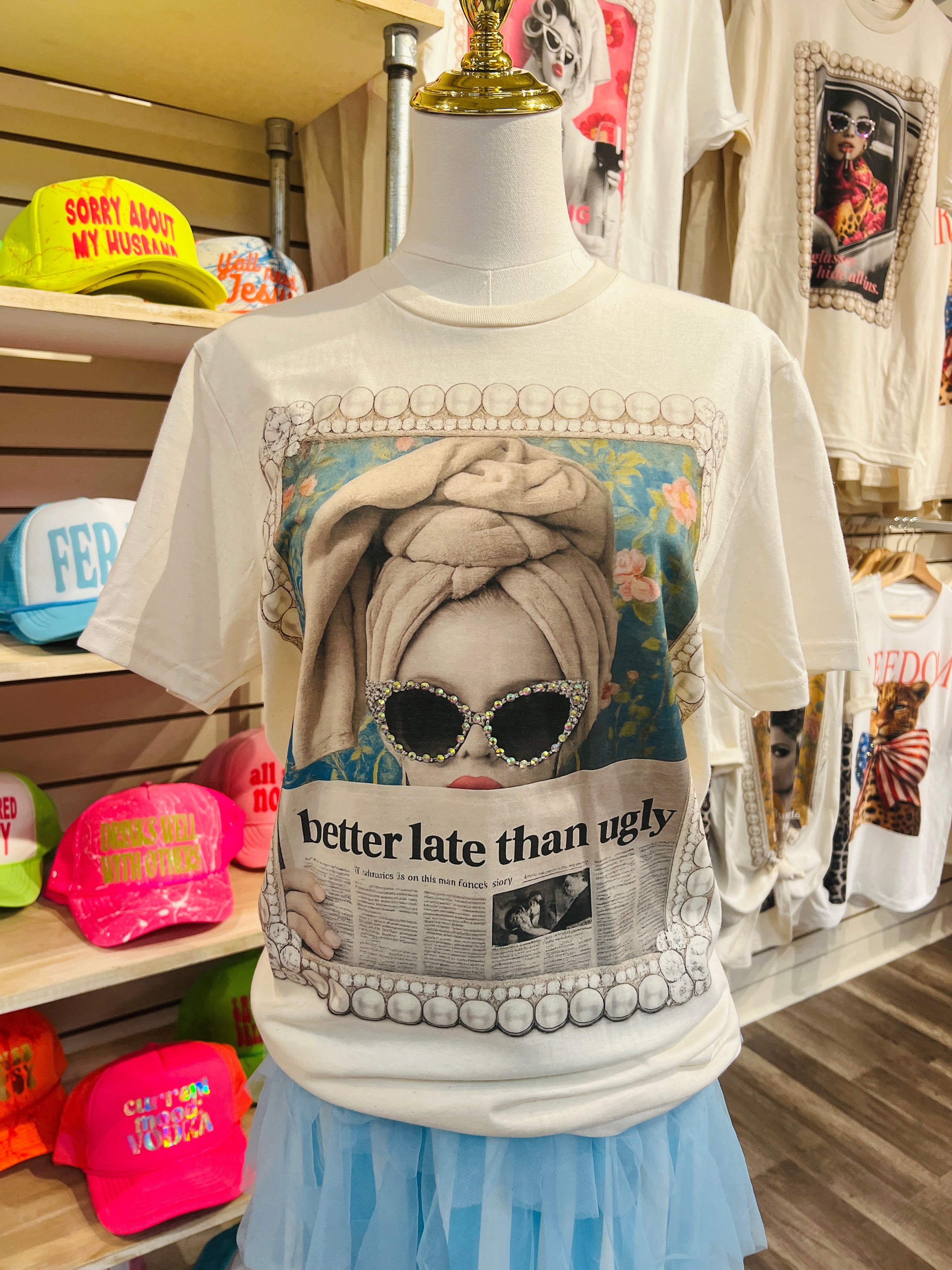 Better Late Than Ugly Cream Graphic Tee