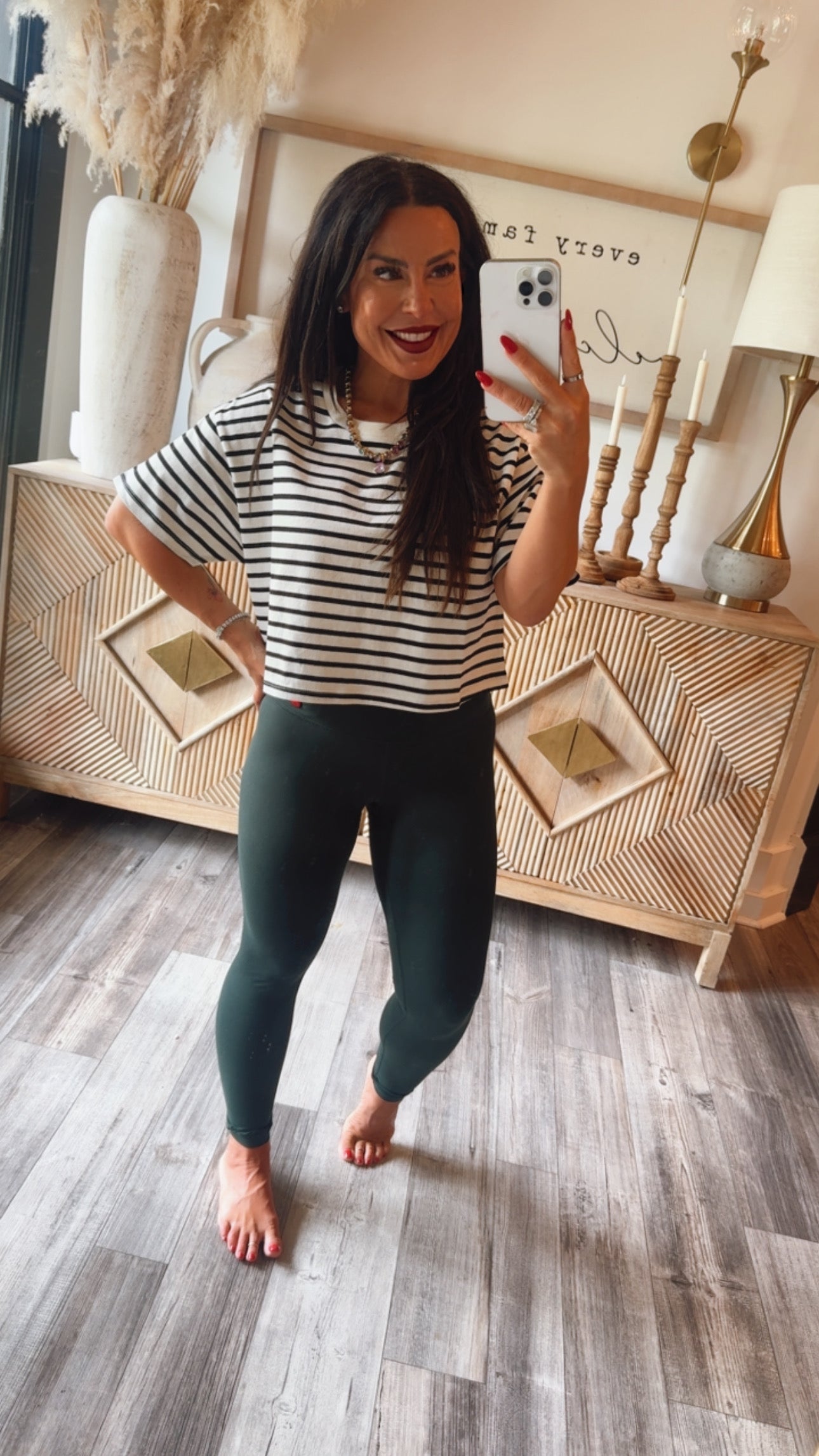 Black and White Striped Cropped Top