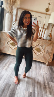 Black and White Striped Cropped Top