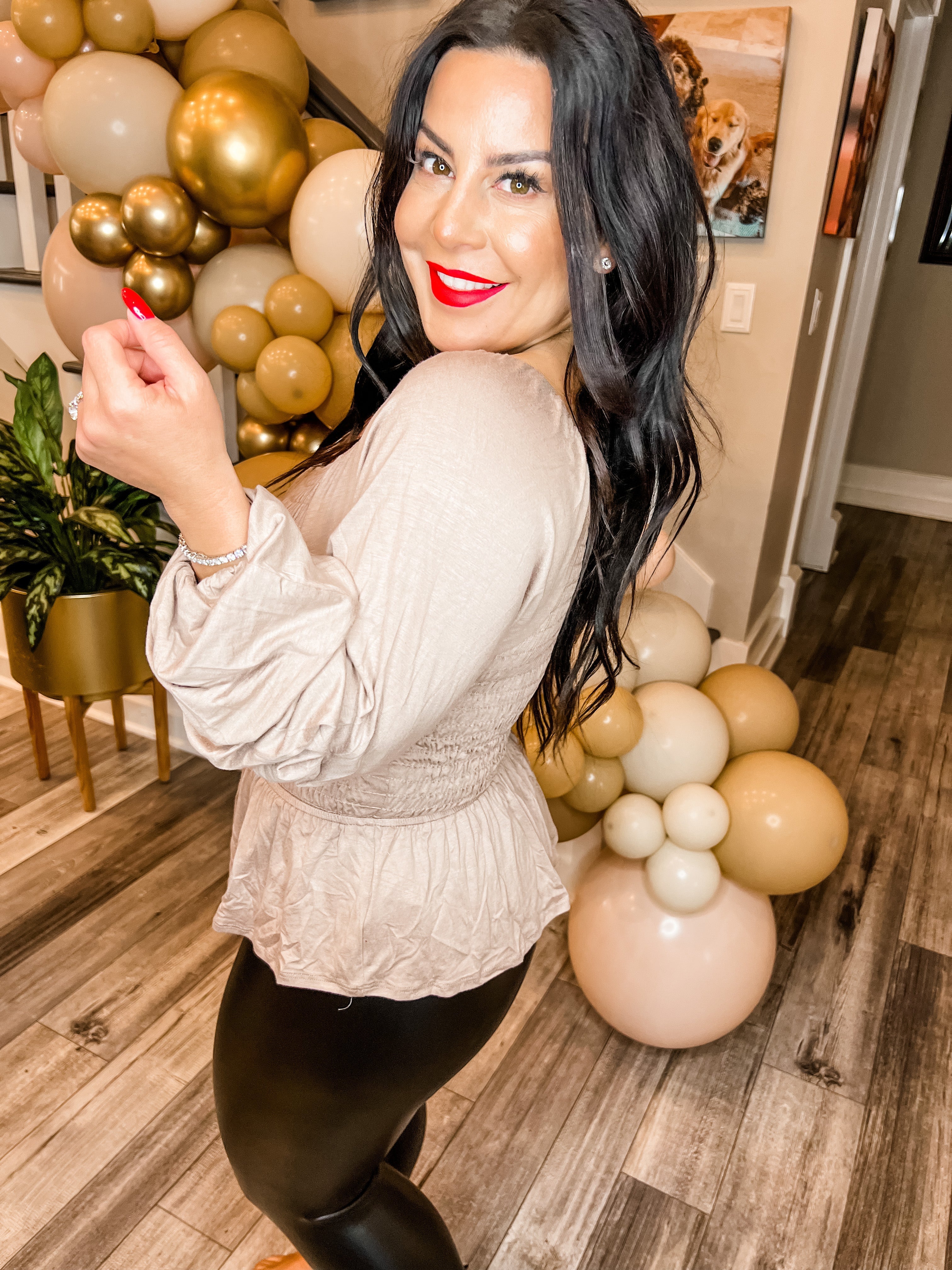 Soft Mocha Long Sleeve Peplum Top