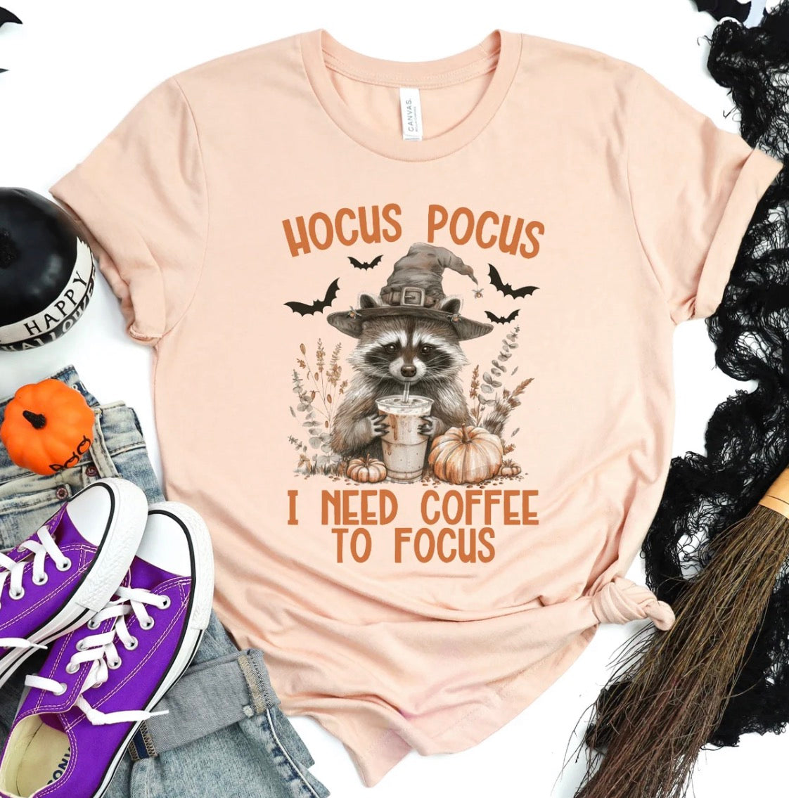 Need Coffe To Focus  Halloween Grpahic Top
