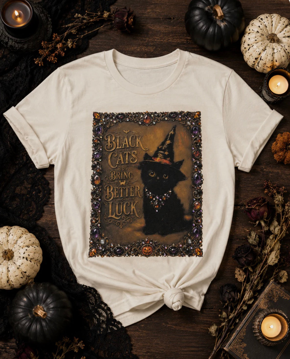 Black Cats Bring Better Luck  Bling Graphic Top