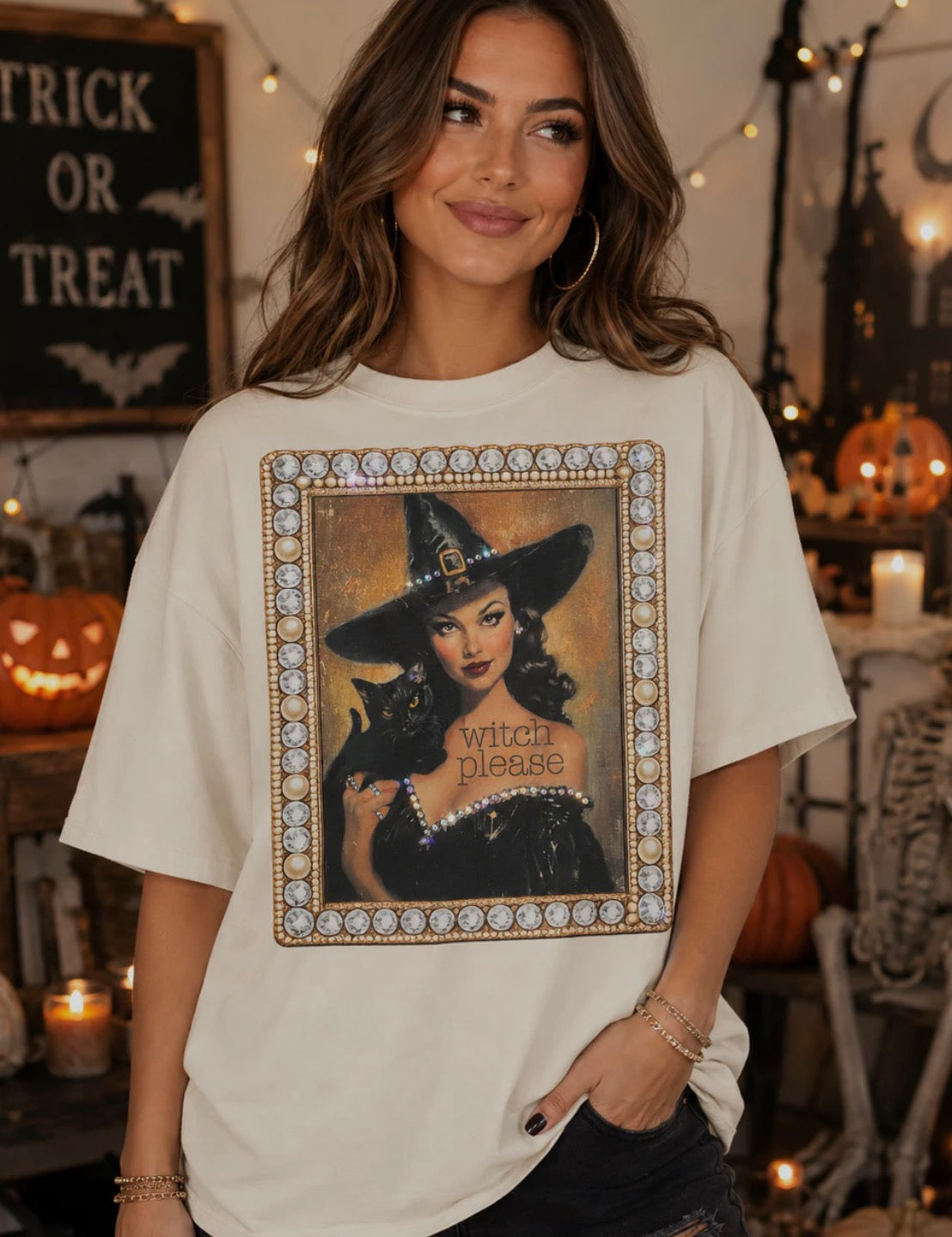 Witch Please Mirror Bling Top