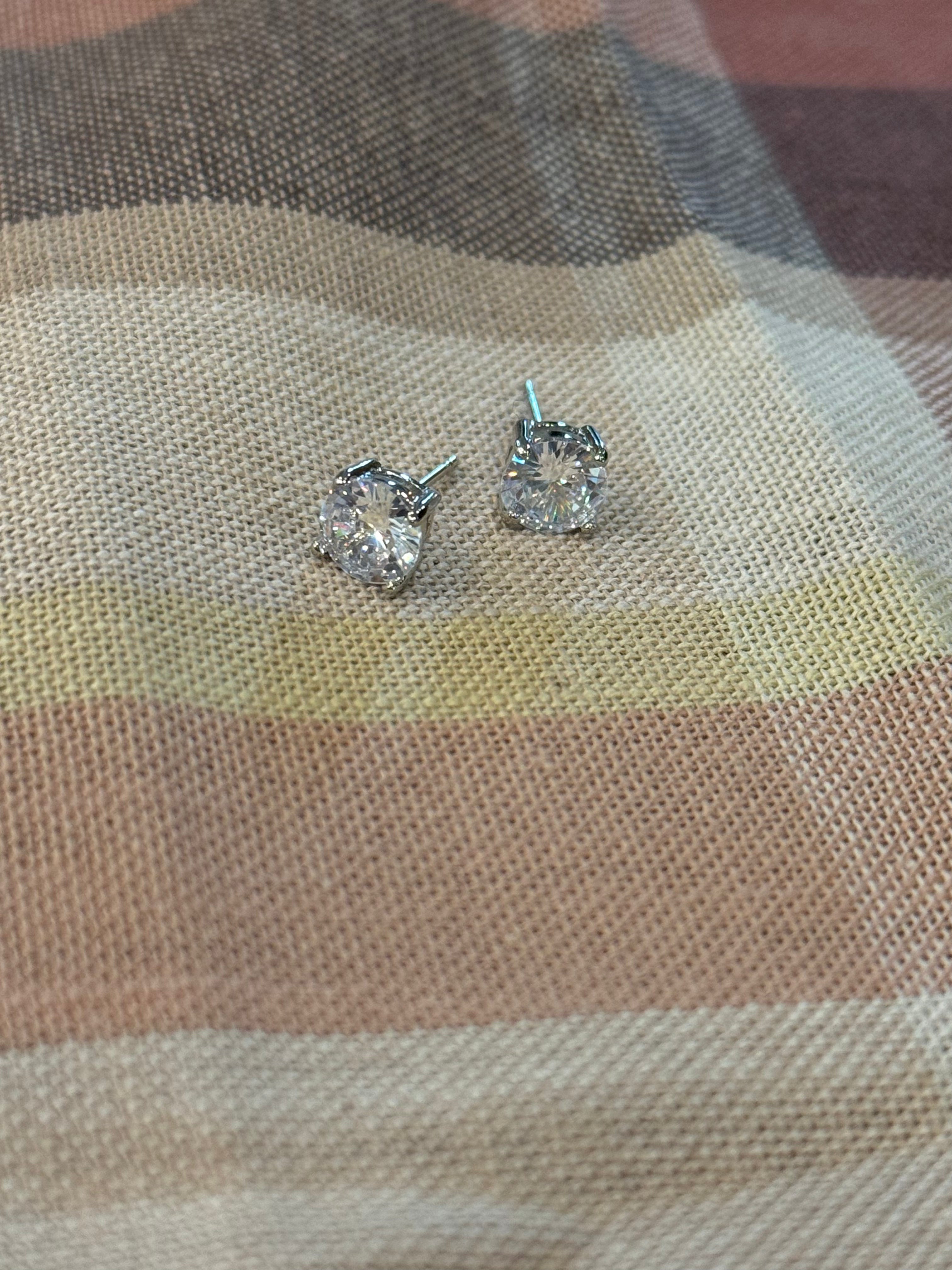 White Gold Dipped Diva Stud Earrings