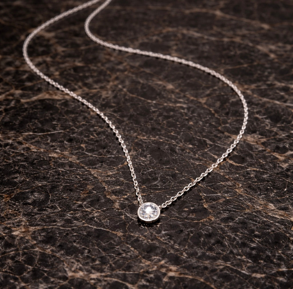 Silver Crystal Layer Necklace