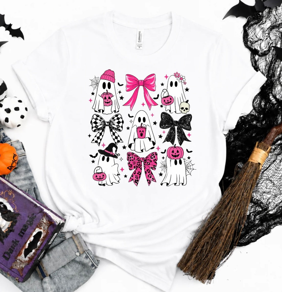 Ghost and Bows Halloween Grpahic Top