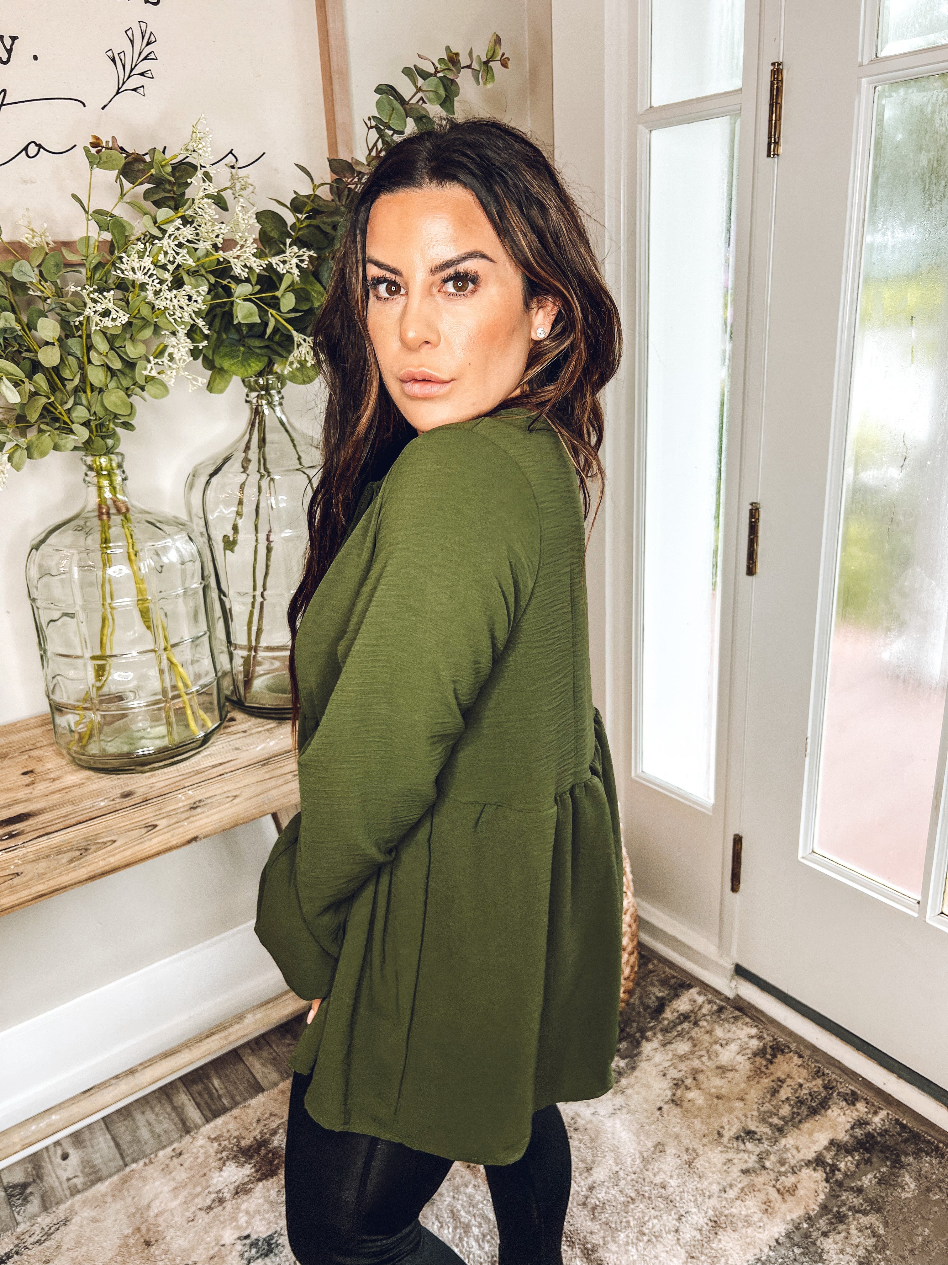 Ultra Soft Hunter Green Long Sleeve Top