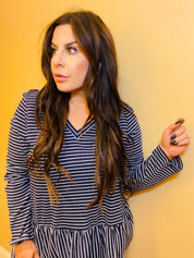 Striped Ruffle Bottom Long Sleeve top *Final Sale*